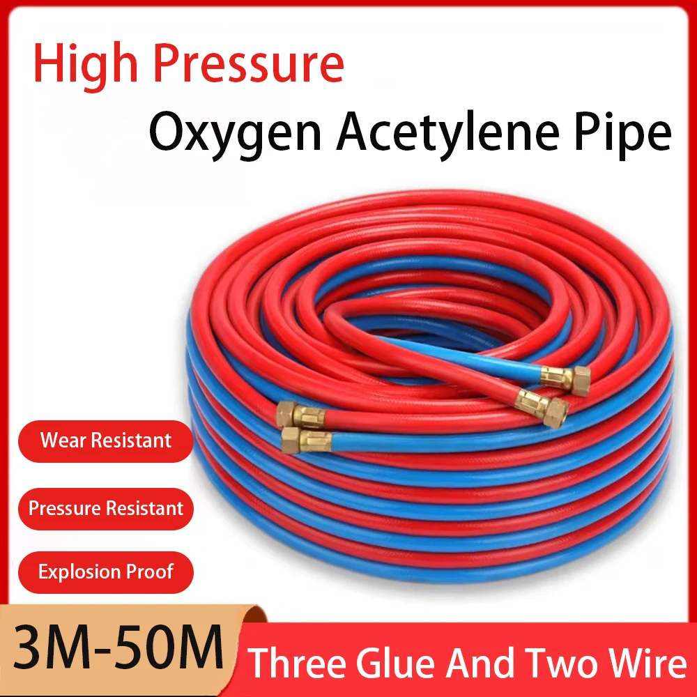 

8mm x 14mm 60 Bar High Blow Up Pressure Industrial Gas Welding tubing Braided Rubber Oxygen-acetylene Air Hose Red Blue