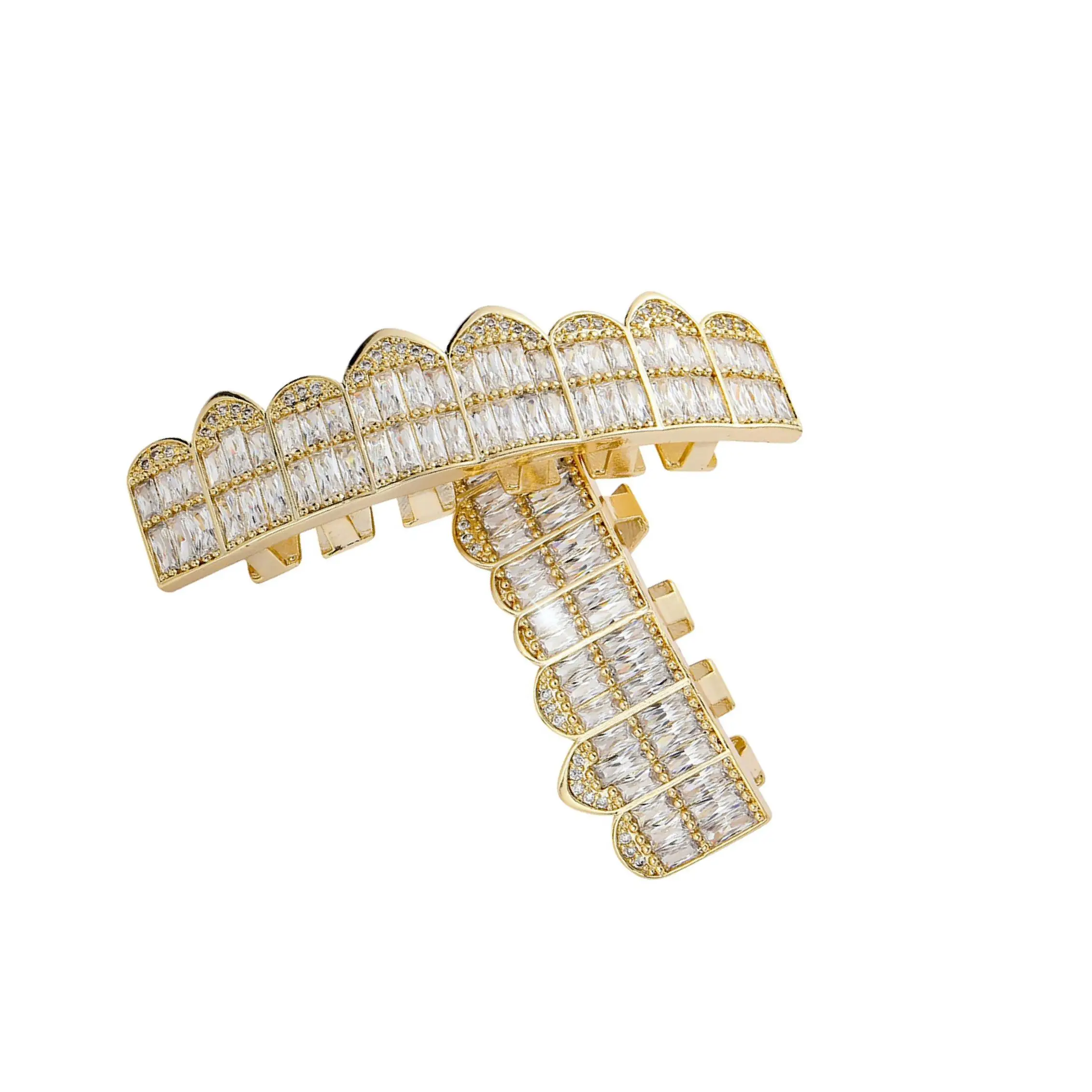 Hip Hop Teeth Grill Braces Vampire Fangs Costume Cosplay Golden Upper Lower