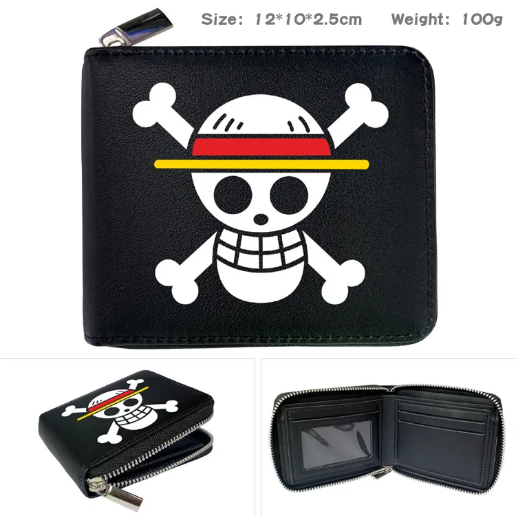 Anime Cartoon One Piece Action Figures Zipper PU Wallet Luffy Print Leather Coin Purse Foldable Short Card Bag Birthday Gifts