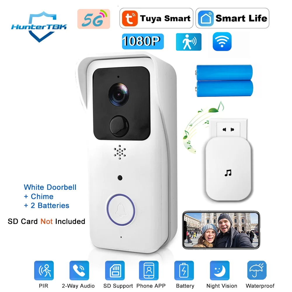5G 2.4G WiFi Video Deurbel 1080P Tuya Smart Outdoor Draadloze Intercom Waterdichte Draadloze Camera Bellen Bel