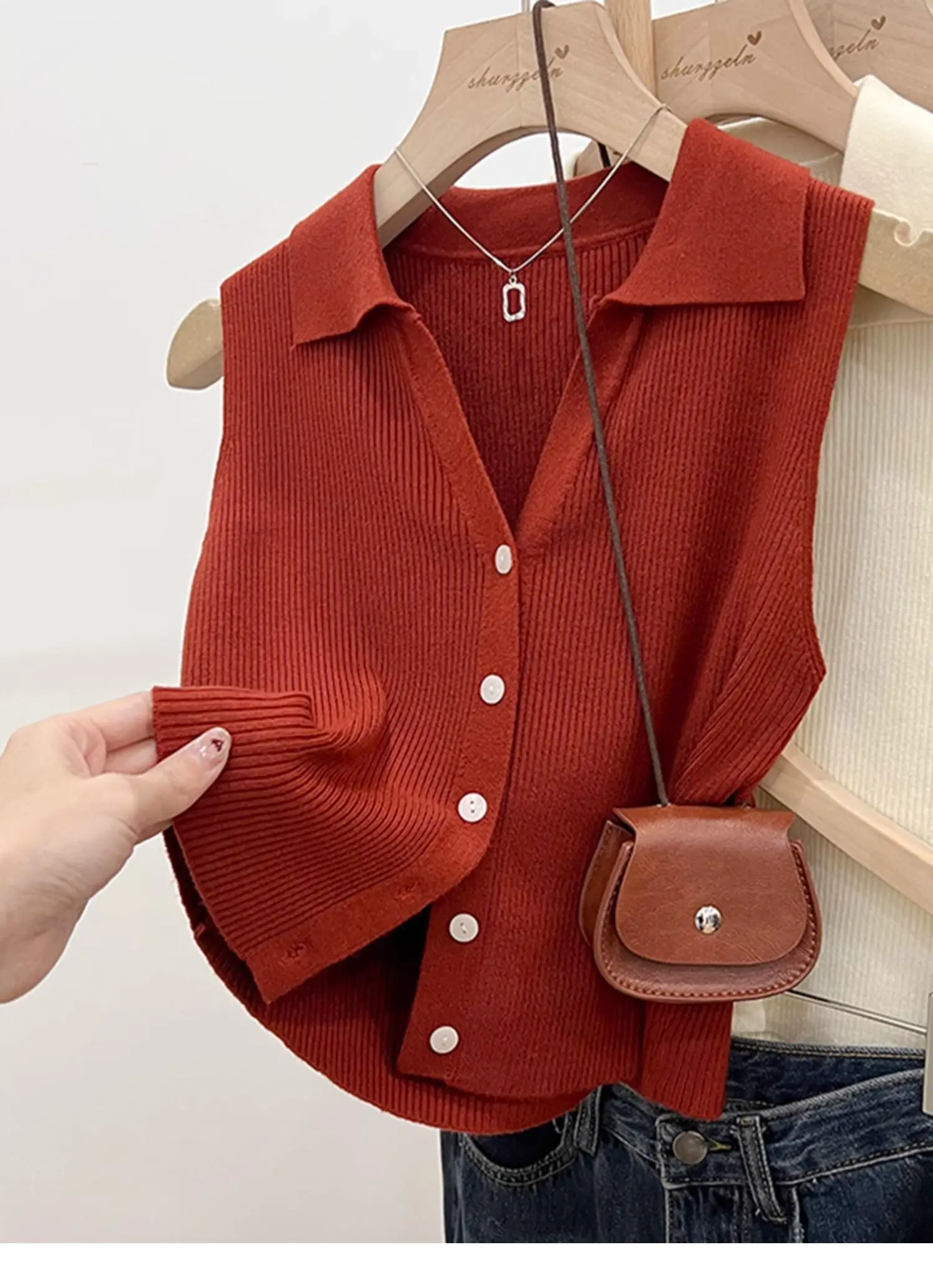 Solid Color Knitted for Women Cardigan Korean Single Breasted Sleeveless Jumper Woman Round Neck All Match Cardigans Outwear