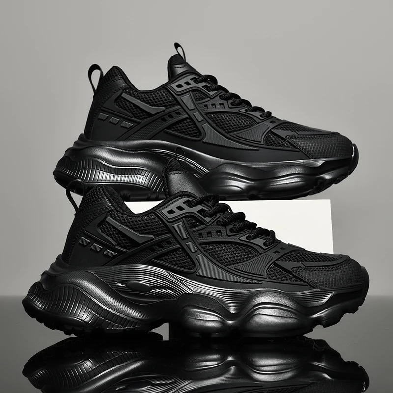 

2025 Spring/Summer Men's Thick-soled Mesh Shoes, Fashionable Breathable Sports Shoes, Large-size Casual Sports Shoes