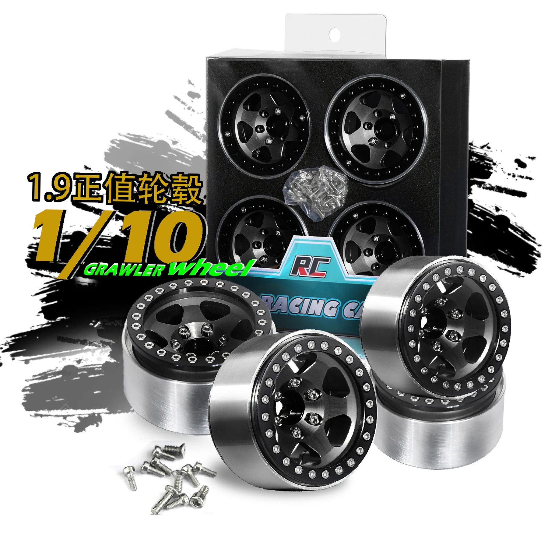 

RED SPIDER 4Pcs 1.9" Beadlock RC Wheel Hub Set for 1:10 RC Crawler Axial SCX10 II TRX4 RC4WD D90 1.9'' Crawler Tires
