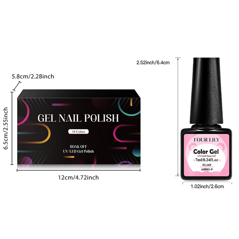 FOUR LILY Set di smalti per unghie gel da 18 pezzi con scatola Nude Rosa Verde Blu Colori Primavera Estate UV LED Kit per manicure scintillante per nail art