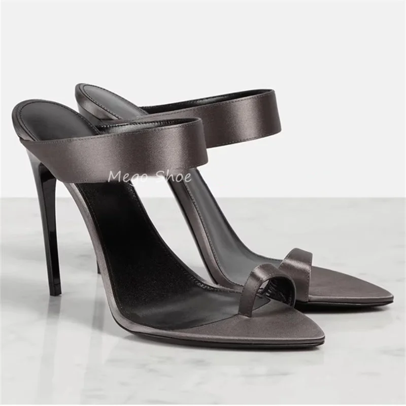 Split Open Toe Sandals Women Shoes Roman High Heel Slippers Thin Heels Pointed Toe Cross Strap Black Stylish Banquet Dress Shoe