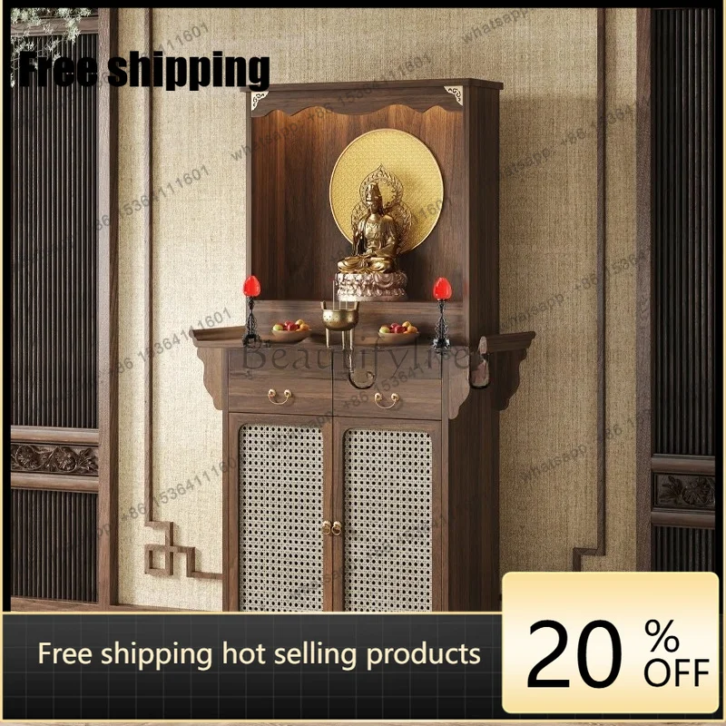 FG Solid Wood Household Offering Table God of Wealth Incense Cabinet New Chinese Shrine Bodhisattva Offering Table