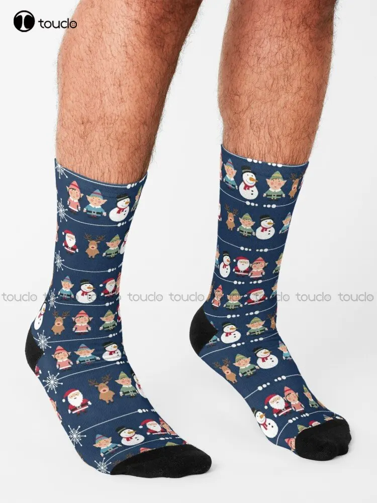 Christmas Characters Santa Claus Xmas Snowman Socks Men'S Socks Personalized Custom Unisex Adult Teen Youth Socks Custom Gift