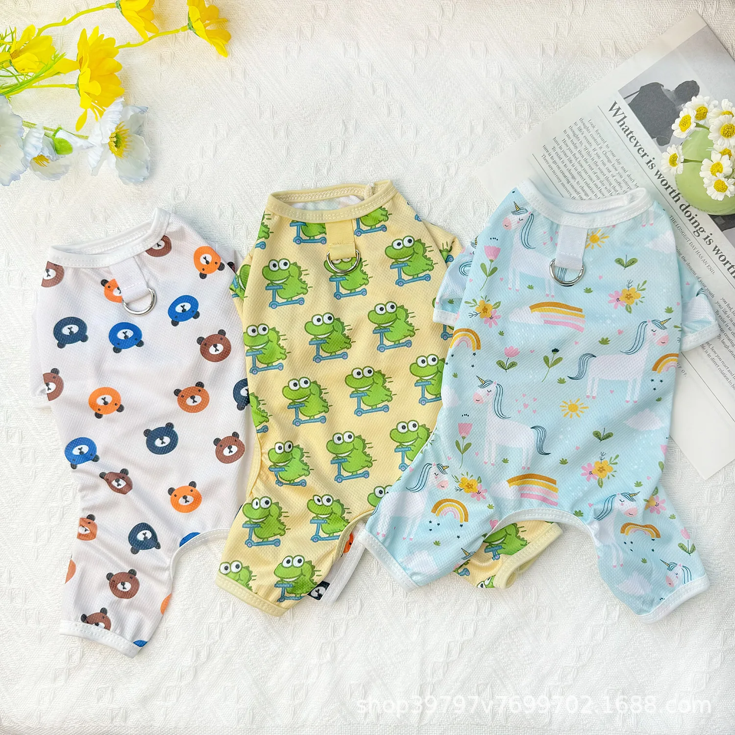 

Cute Print Ice Silk Pet Dog Summer Thin Four-legged Coat Cool Mesh Breathable Cool Clothes Sun Protection