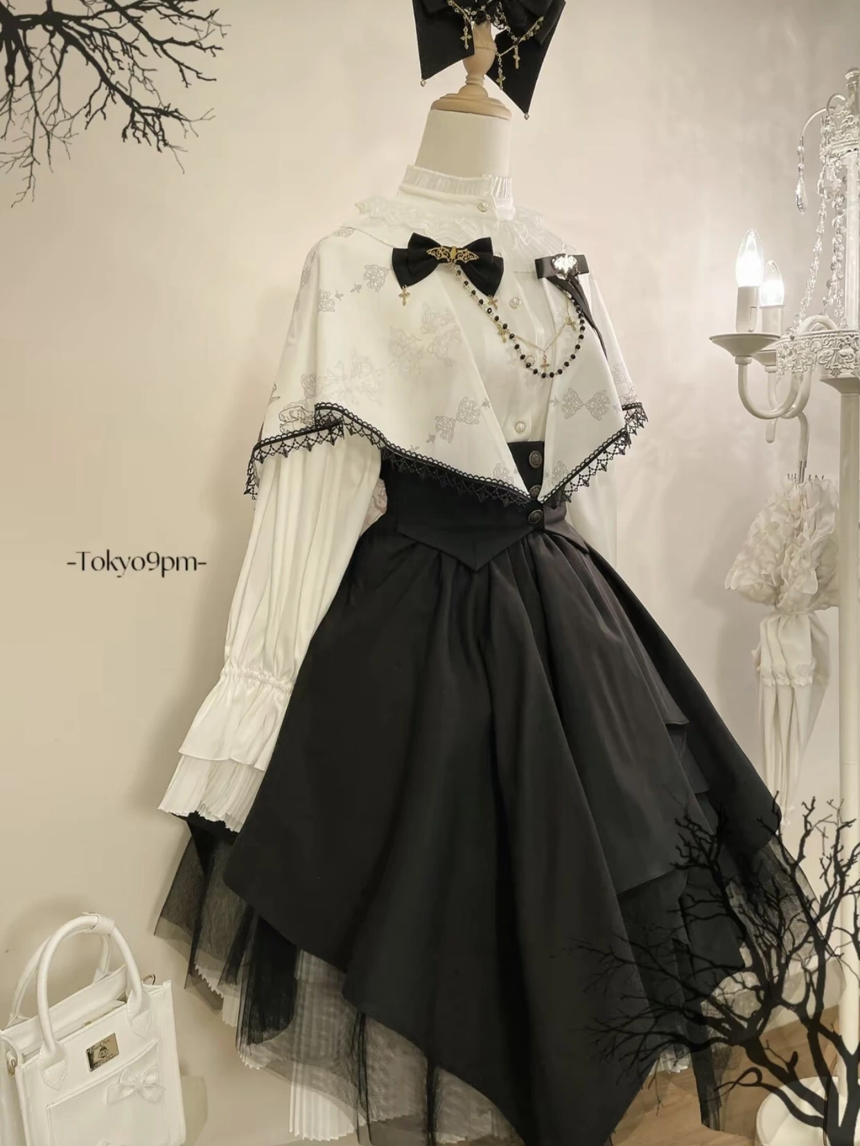 

Готический Sle Bla Magic Lantern Sve irt, облегающий пояс, комплект с юбкой на Хэллоуин, материал полиэстер, осень 2023,