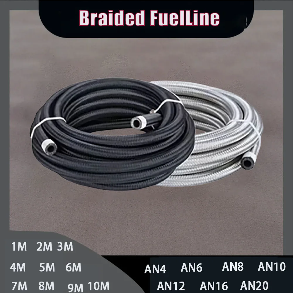 خرطوم الوقود العام، خرطوم تبريد الهواء الزيتي، سلك أسود من النايلون المقاوم للصدأ مضفر داخلي CPE المطاط AN4 AN6 AN8 AN10 AN12 AN16 AN2