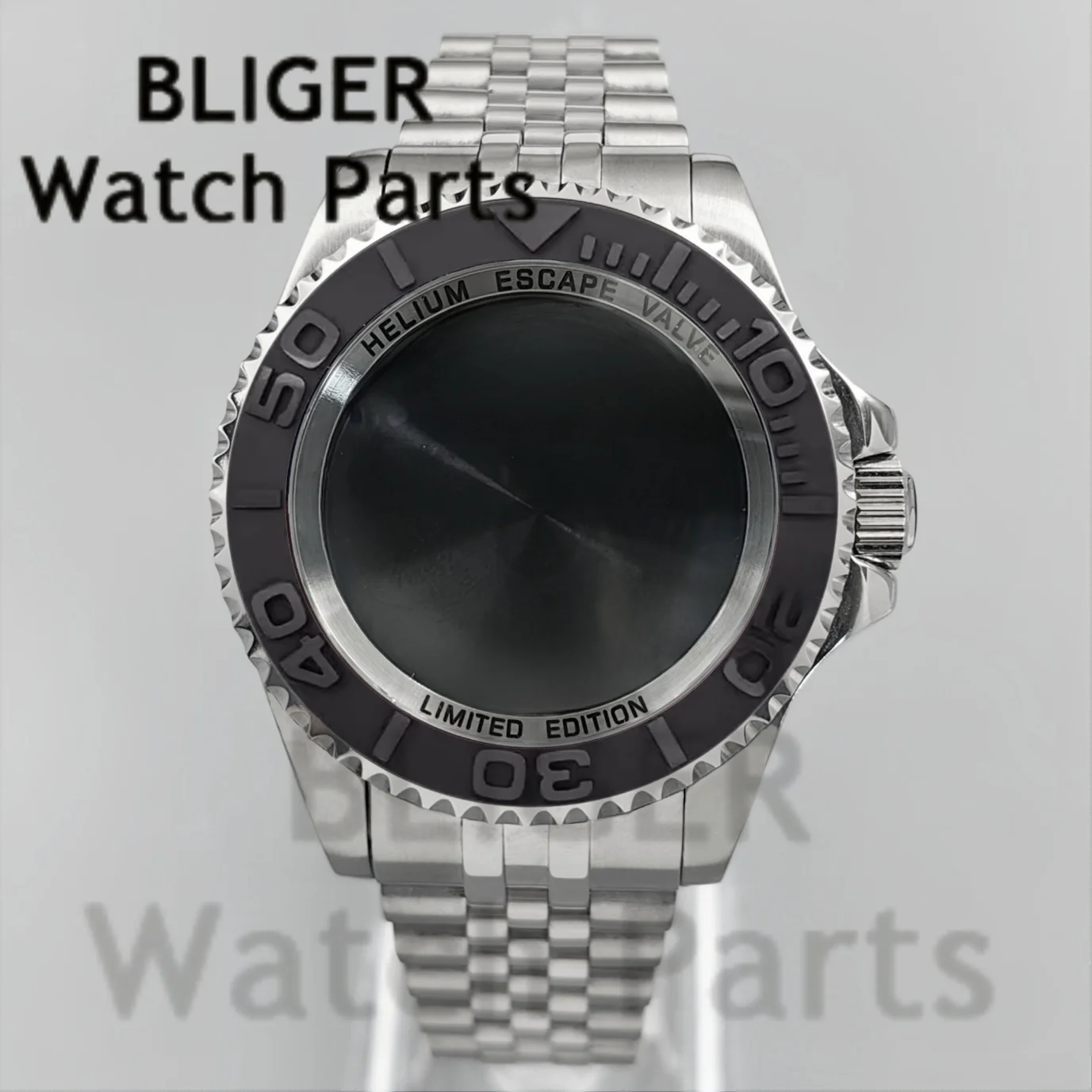 Helium Device Silver Watch Case 43mm For SEA Automatic Dive Watch NH34 NH35 NH36 ETA2824 PT5000 DG3804 Movement Jubilee Bracelet
