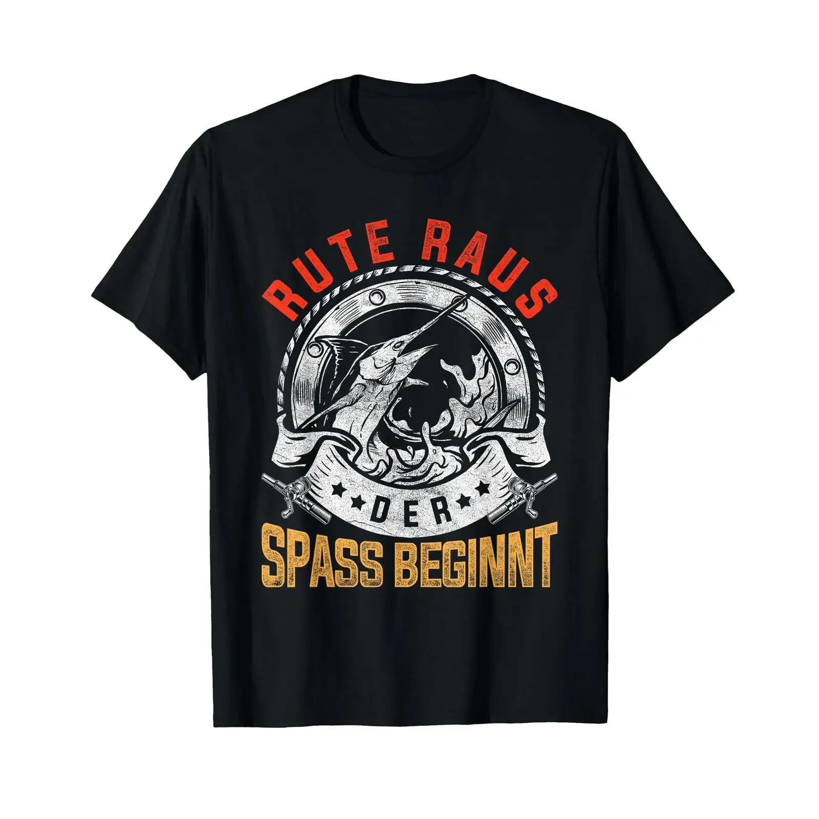 T Shirt with German Text quot Rute Aususs der Fun Begann Language vintage Washed Comfortable Slightly Versatile graphic Soft