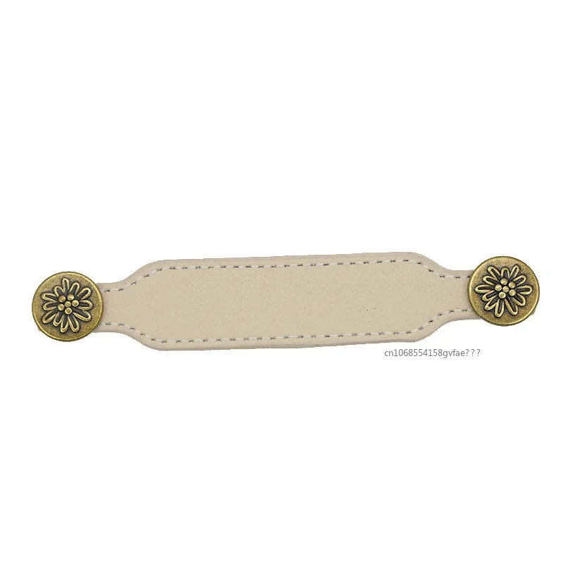 Brass Vintage Leather Furniture Cabinet Handles Kitchen Dresser Wardrobe Cupboard Drawer Knobs Door Pulls Brown Leather Handle