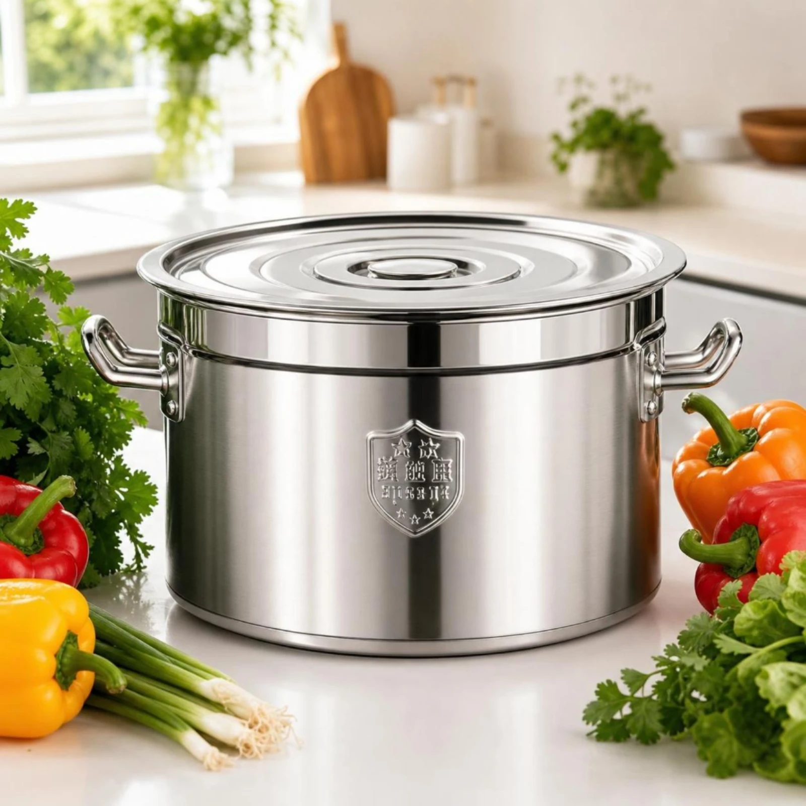 Stainless Steel Stock Pot Heavy Duty Stock Pot with Lid Stockpot with Lid Polished Stockpot with Side Handles Flat-Bottom