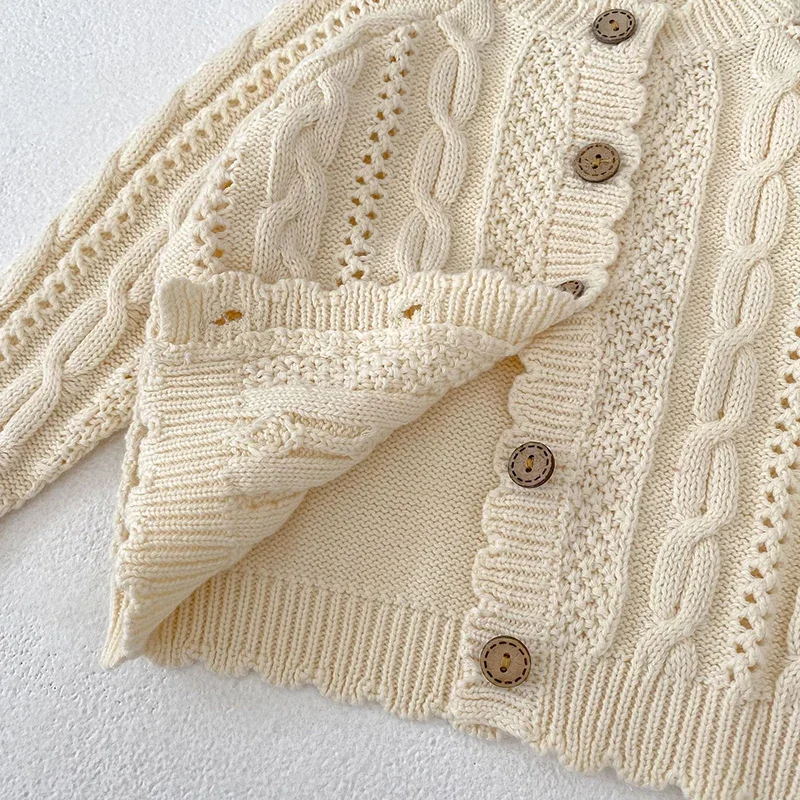 جديد ربيع 2026 سترة معطف للفتيات حديثي الولادة بأكمام طويلة بلون سادة سترة حياكة للأطفال الرضع من عمر 0 إلى 3 سنوات ملابس أطفال