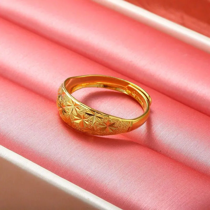 Wholesale Price -- XP Embroidery Rings for  Women Pure Gold Color WeddingJewelry No Nickel