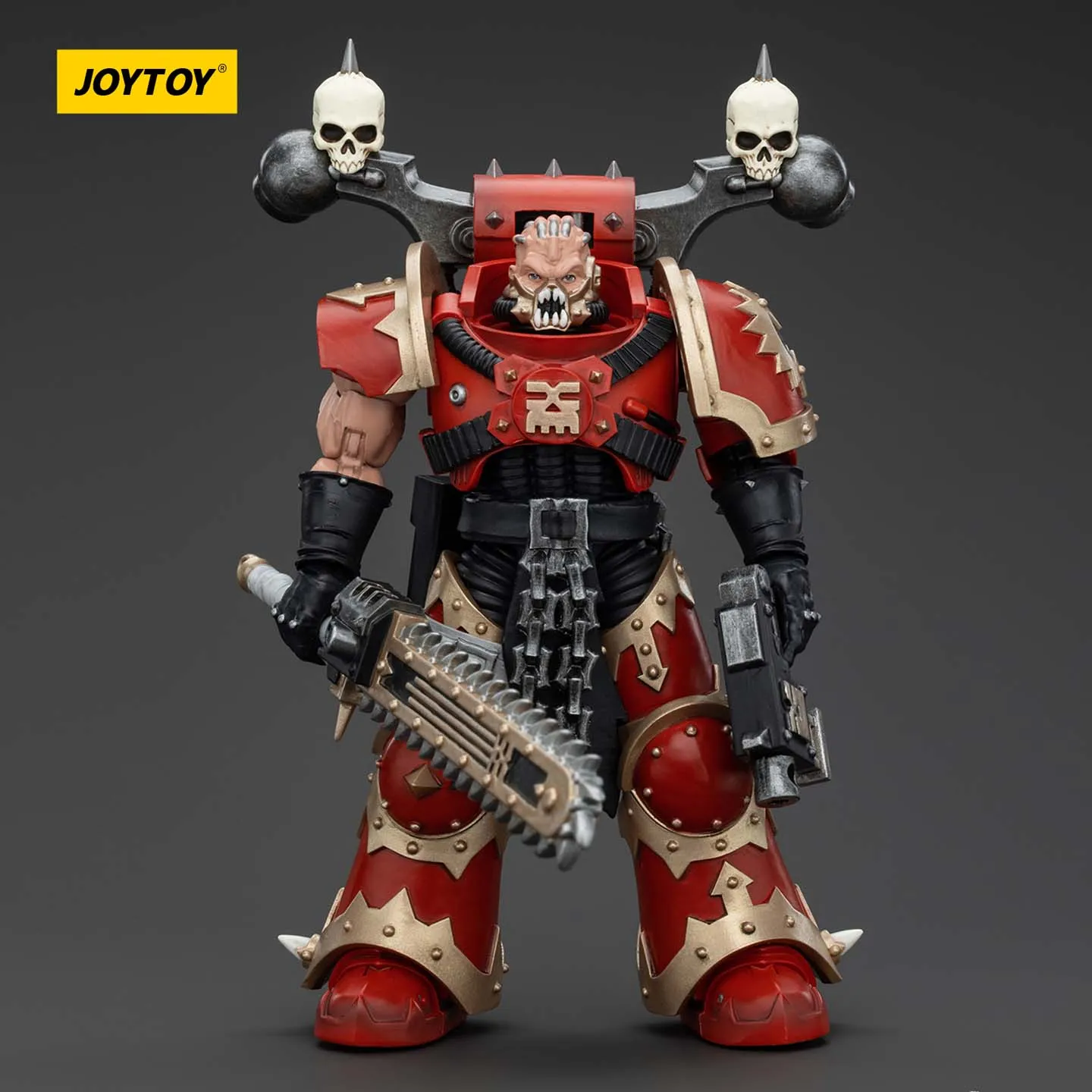 JOYTOY Dark Source Warhammer 40k World Devourer JT00560 1/18 Model Speelgoed van Berserker Warrior Uitgerust met Ripper Chain Saw Sword