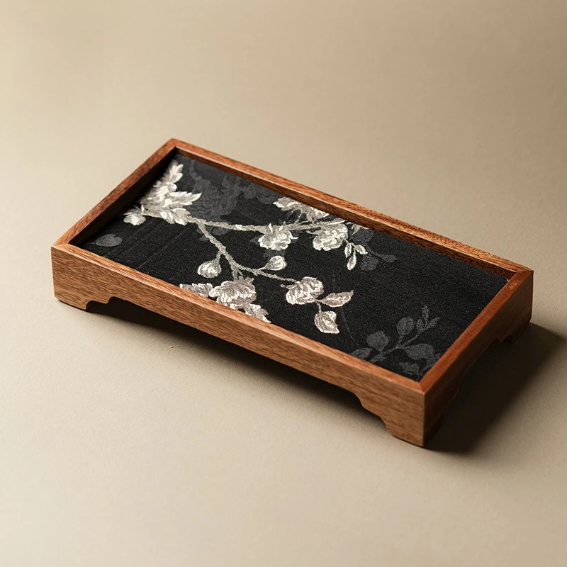 

LTT Japanese-style black walnut dried tea tray New Chinese Zen creative tea mat wooden tray