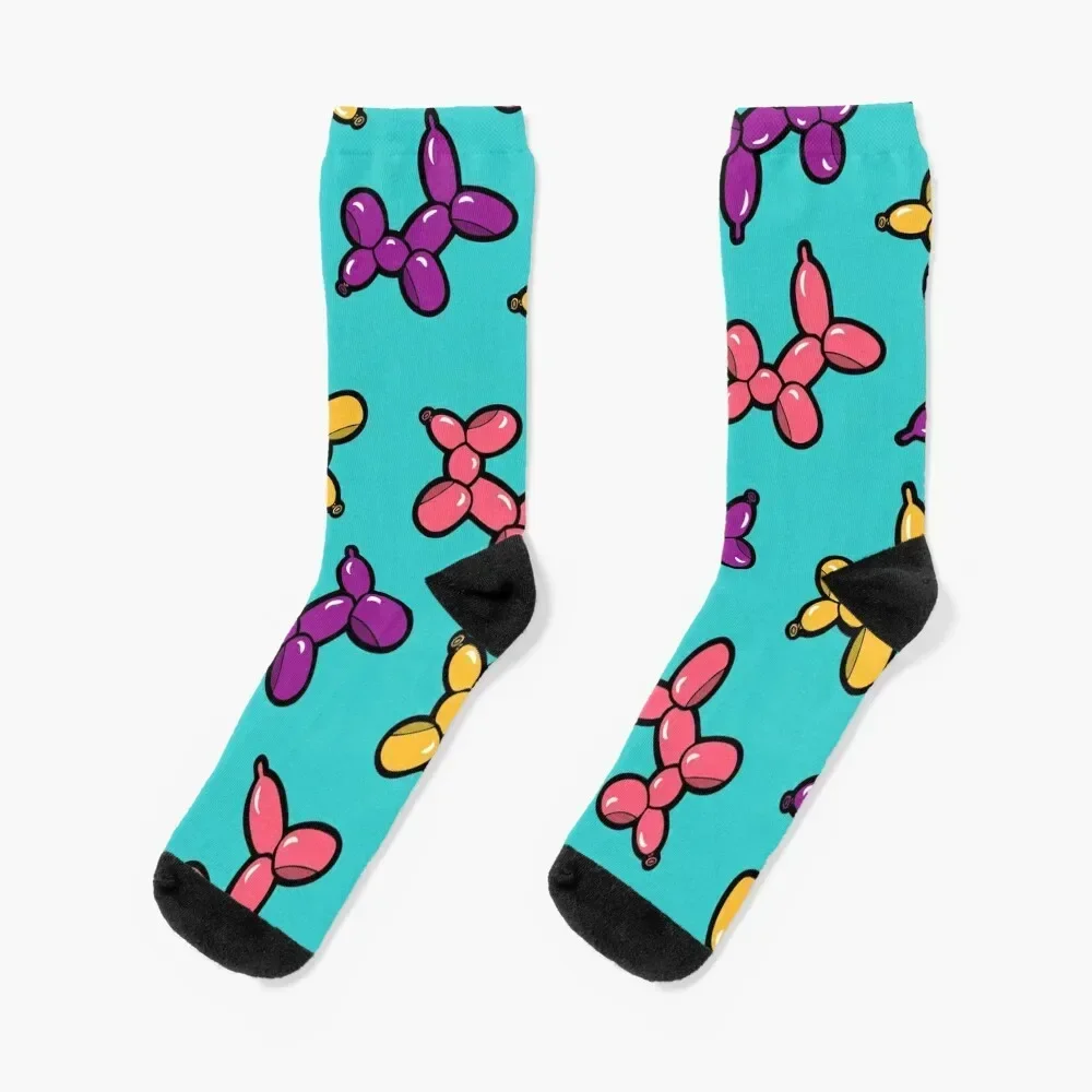 Balloon Animal Dogs Pattern in Blue Socks basketball Toe sports retro bright garter Socks Woman Men's