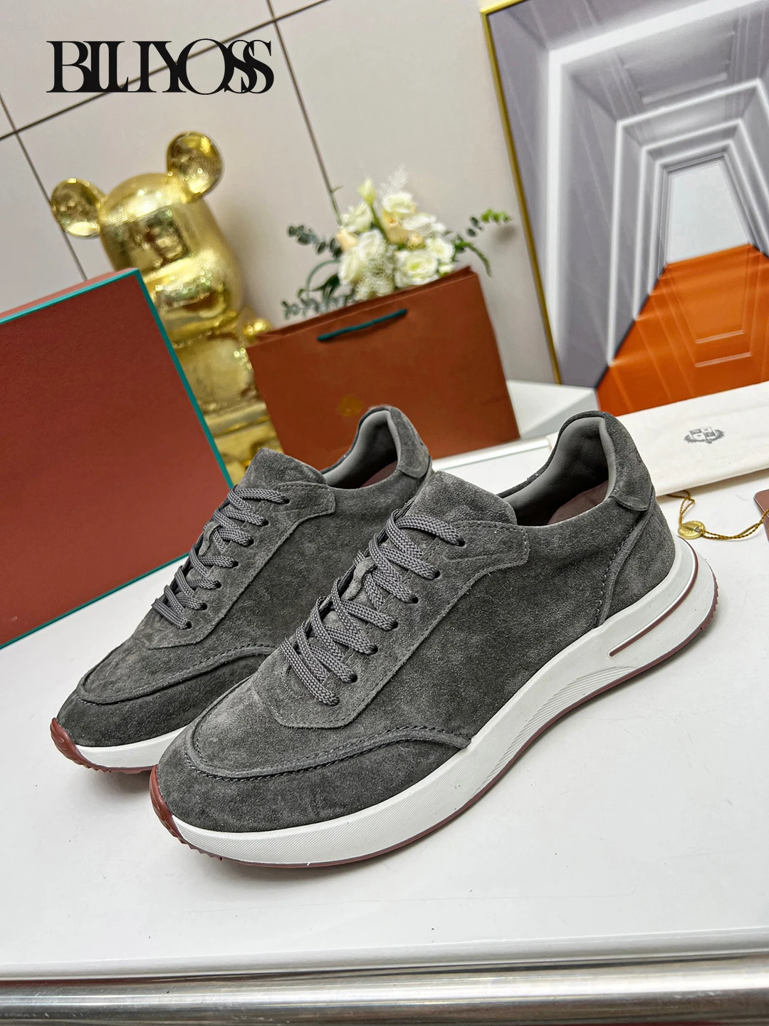 New Casual Shoes Men Lightweight wrinkle resistant Wind elastic fine fiber fabri Old Money Full cowhide tying process size 38-45