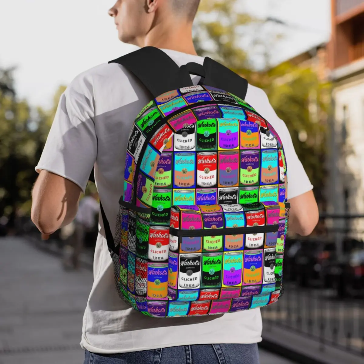 

Andy Warhol Soup Can Parody Backpack Daypack Large Capacity Kids BookBag School Bag Shoulder Bags for Men Women