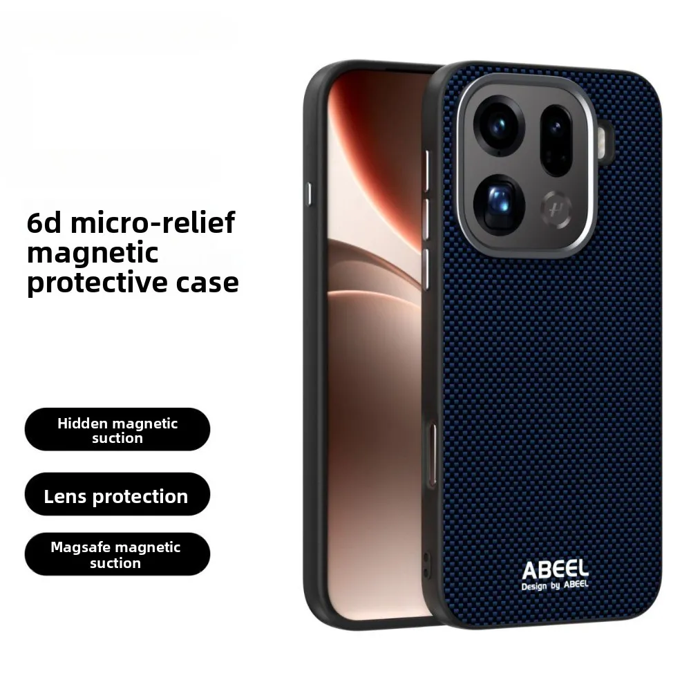 حافظة شحن لاسلكية فاخرة من Microrelief لهاتف oppo Find X9 Pro X8 Ultra X8S Plus Reno 14Pro غطاء حماية بإطار عدسة معدني #1