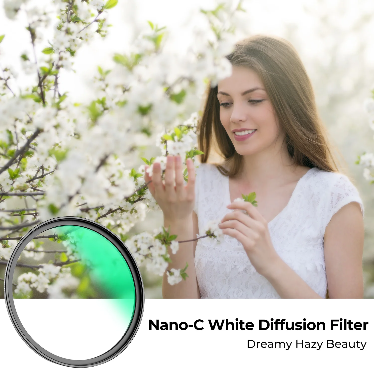 K&F Concept Nano-C White Soft Diffusion Filter 49mm 58mm 67mm 82mm Mist Dreamy Cinematic Effect, for DSLR Portrait Photography