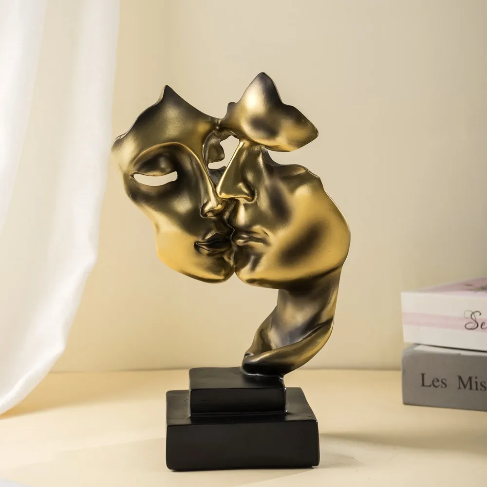 Home Decoration Accessories Office Living Room Interior Desktop Decor Vilead Nordic Mask Abstract Statue Resin Golden Figurines