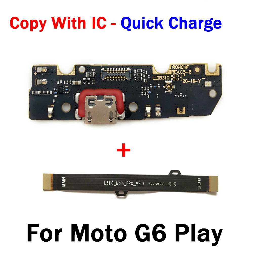 Conector da placa de carregamento USB, Plug Port Dock com cabo Mainboard Flex, Testado para Moto G6 G7 G8 G9 Play Plus Power G41 G100