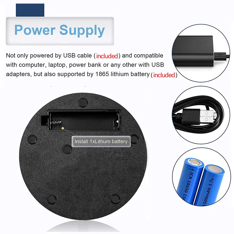 3 in 1 Electric Rotating Display Stand 360 Degree USB/Battery Turntable Holder Jewelry Display Stand Base for Photography Shoot