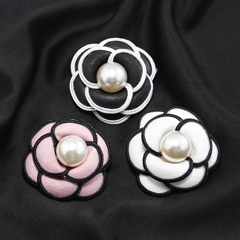 

Large Pink White Fabric Camellia Flower Pins Brooches for Clothes Accessories Decorations High End Handmade Corsage Pearl Brooch