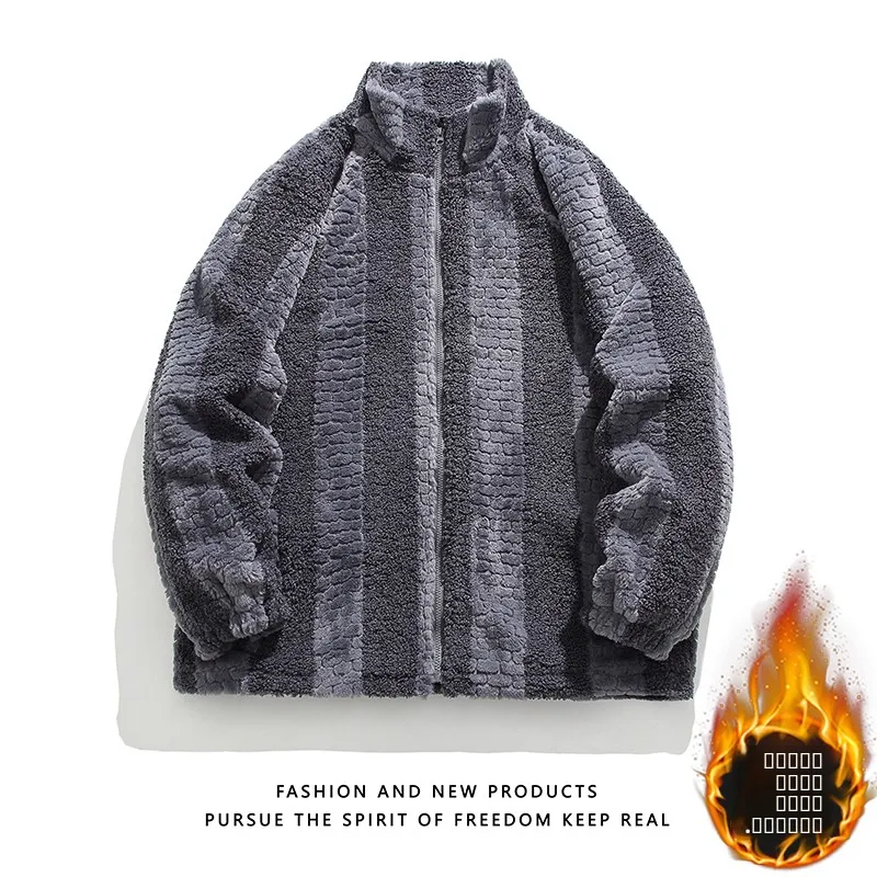 

Lamb Fur Jaet Men's Winter Thiened Cotton Coat Trendy Loose Lamb Hair Cotton Clothes Warmth Youth Casual American Sle