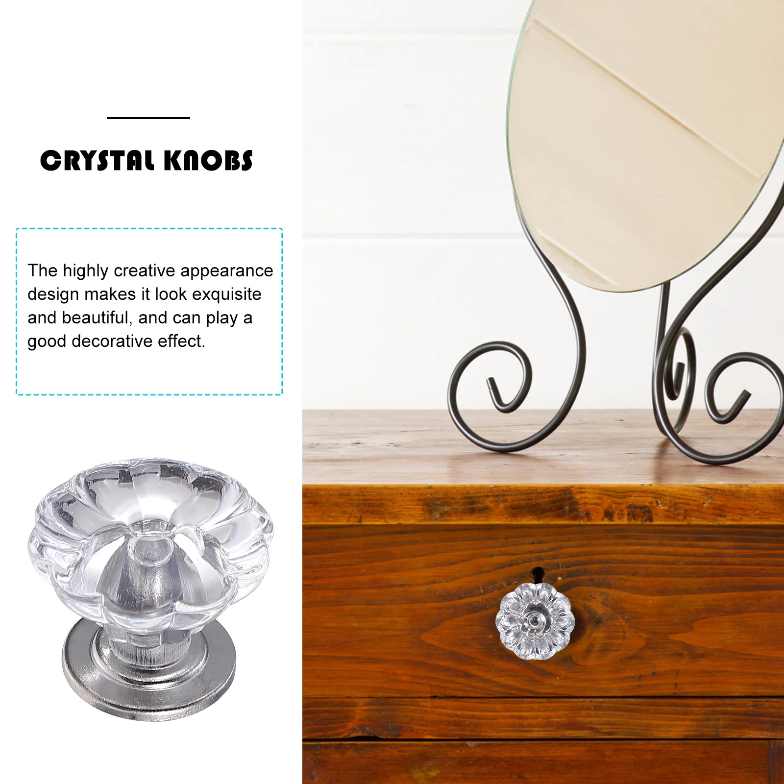 

6Pcs Plastic Mini Handle Drawer Knobs Small Decorative Crystal Knobs for Bedside Cabinet Jewelry Box Storage Box Handle