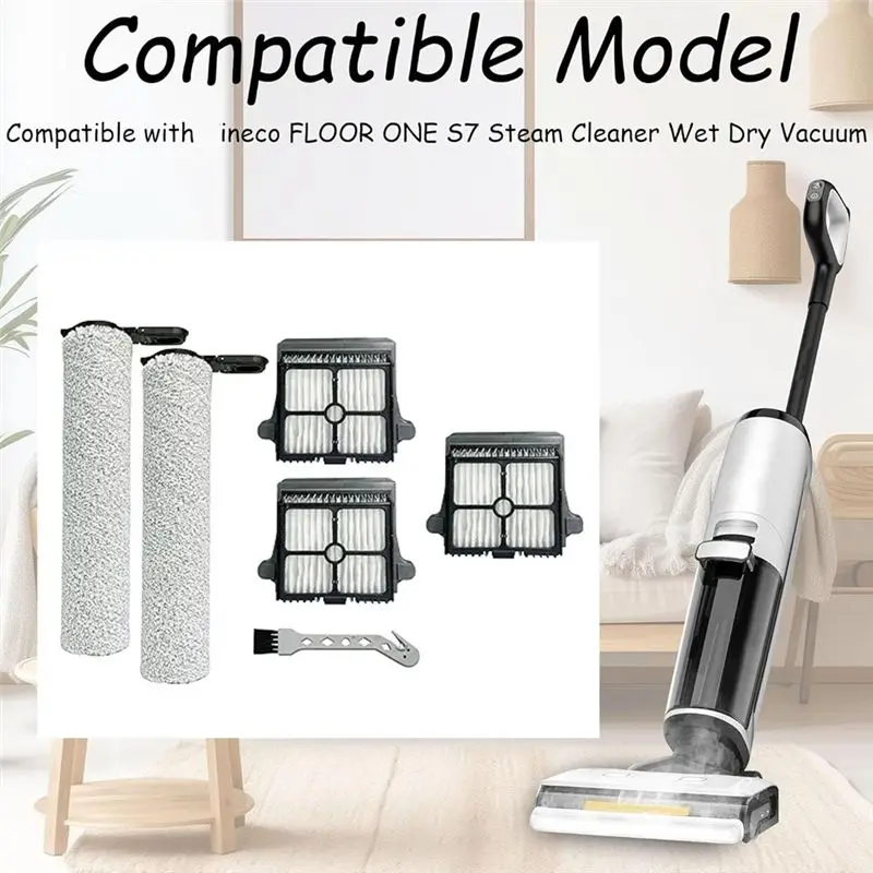 AEE4-Brush Roller&Filter Replacement For Tineco Floor ONE S7 Steam Smart Cordless Wet Dry Vacuum Floor Scrubber Cleaner Parts