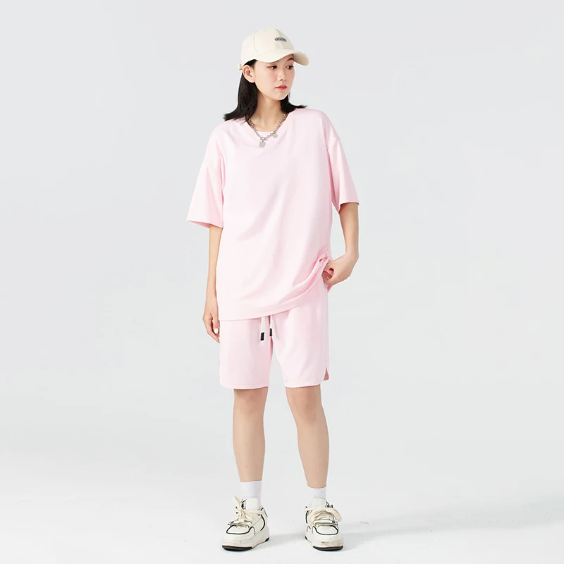 

Summer Slim Couple Short Sleeved T-shirt With 5/4 Shorts Set Comfortable Breathable Outdoor Sports and Fitness Women's Set