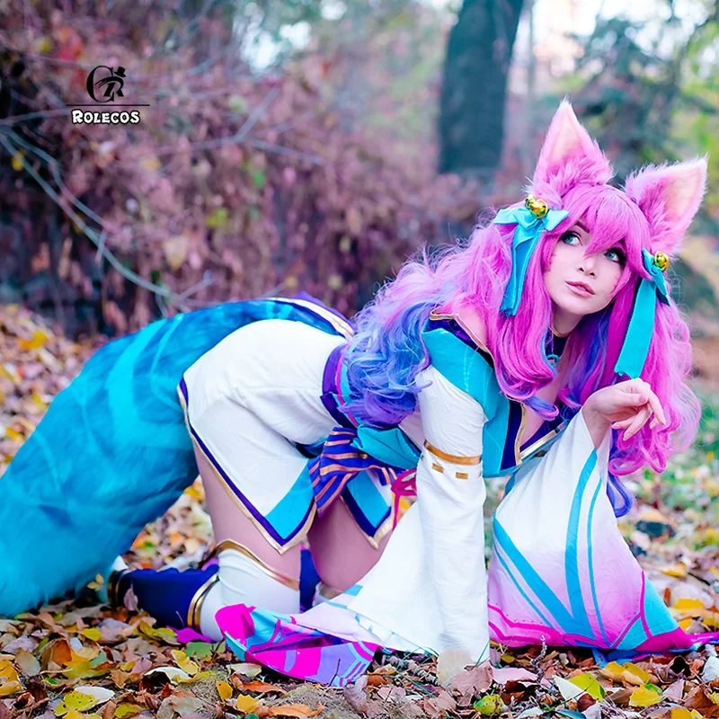 ROLECOS LOL Spirit Blossom Ahri Cosplay Costume Game LOL Ahri Cosplay Costume Sexy The Nine-Tailed Fox Women Dress Halloween