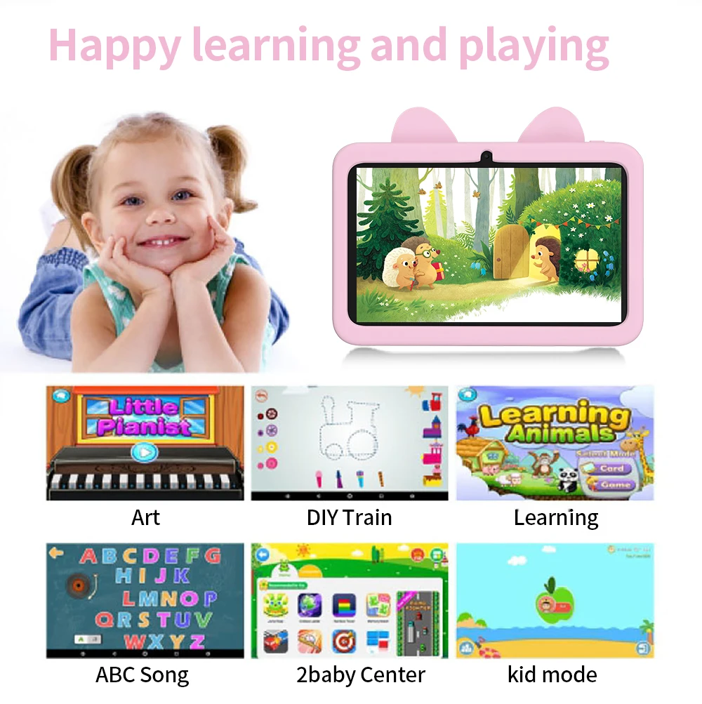 2025-nouvelle coque de dessin animé 7.0 tablette Android adaptée aux enfants comme cadeau 4 Go + 64 Go système Android 9 4000 mAh