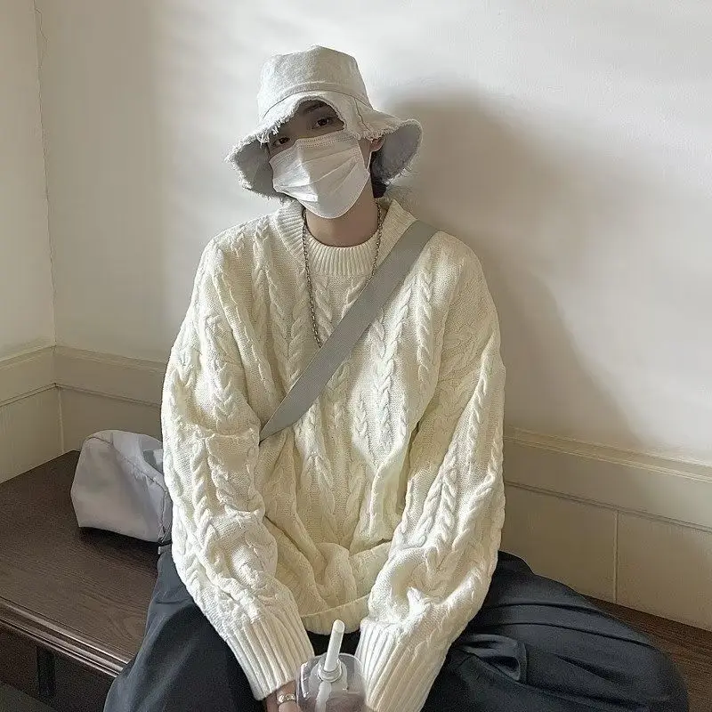 

Свободный вязаный мужской свитер, японский Sle, круглый, верхняя одежда, повседневная весна-осень ex Lazy Sle, Гонконгский Sle