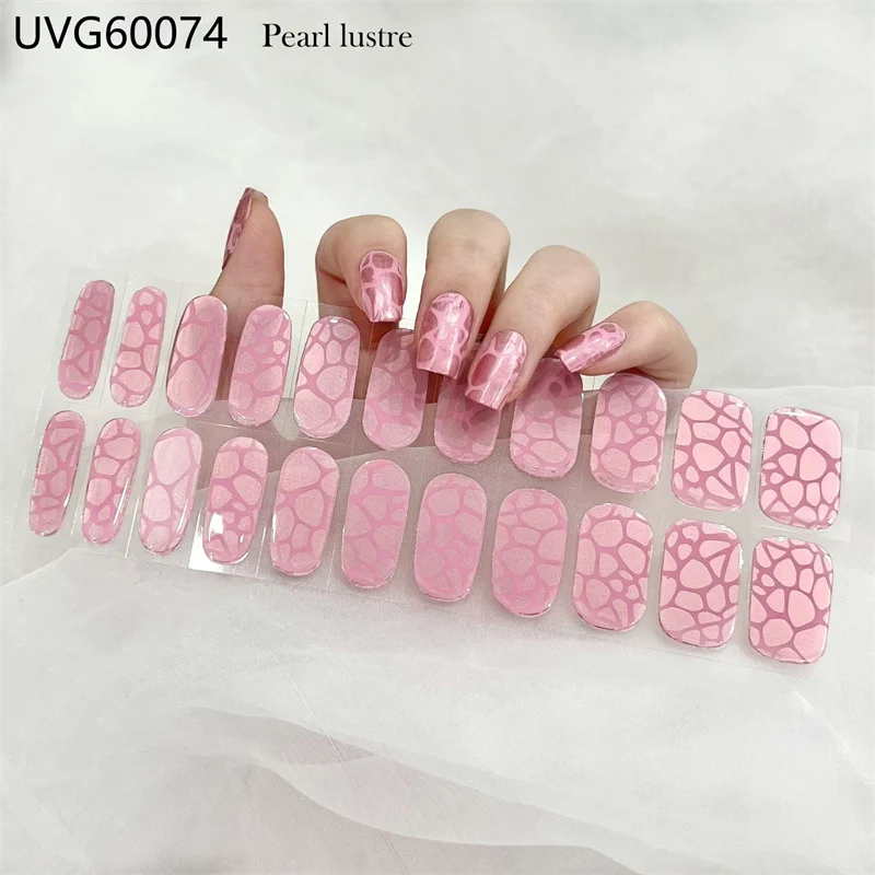 22Tips/Sheet Multicolor Decals Nail Stickers for UV Lamp Full High Quality Semi Cured Gel Nails Strips Nail art decorations