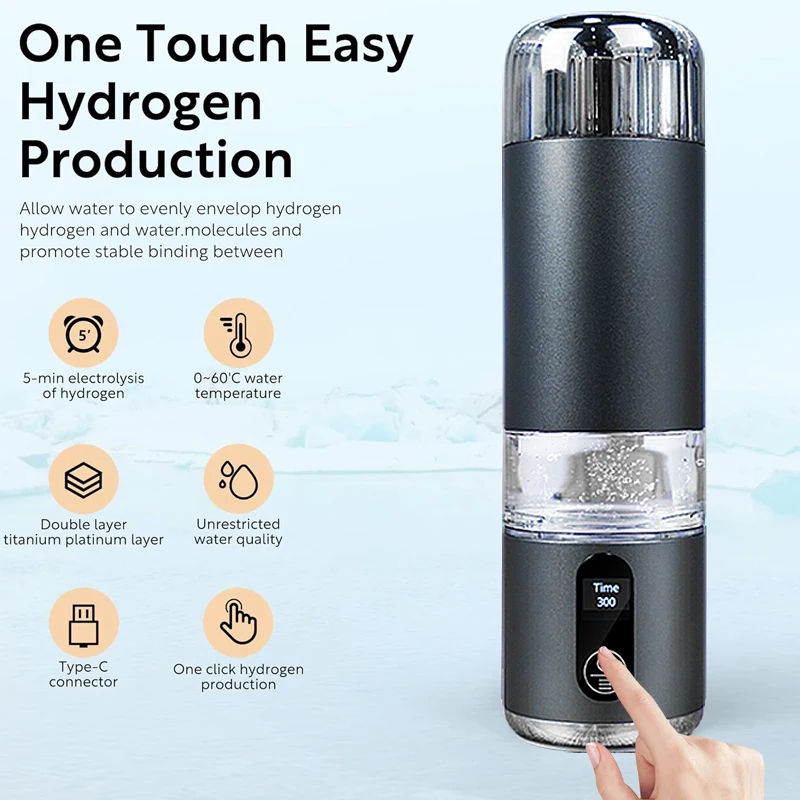 8000PPB Hydrogen Alkaline Drink Water Filter Hydrogen Ionized Water Machine Cup Hydrogen Generator Portable Water Ionizer Health