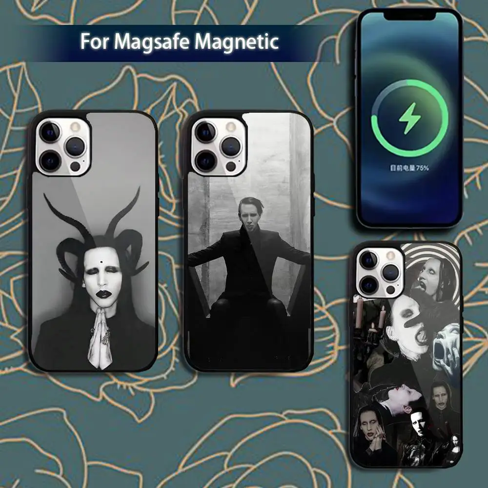 

Singer Marilyn M-Manson Phone Case For iPhone 17,16,15,14,13,12,11,Pro,Max,Plus,Mini,Magsafe,Magnetic Wireless Charging Case