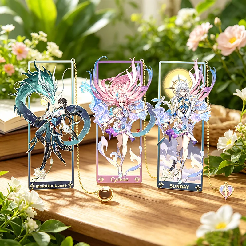 Anime Game Honkai：Star Rail Metal Hollow Bookmark Sunday Aventurine Acheron Firefly Stand Model Plaque Keychain Desk Decoration