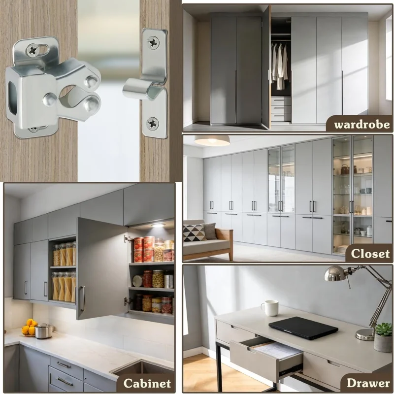 2-10er-Pack Doppelrollenverschluss-Schrankschlösser mit Speerschloss für Kleiderschrank, Schublade, Schranktür, Druckverschluss-Schnallen – Detail 10