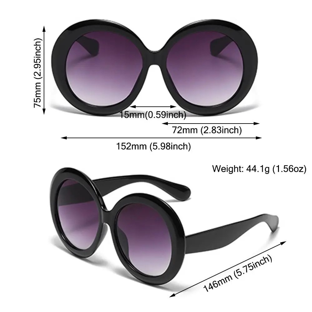 Vintage Big Round Sunglasses Women Brown Gradient Oversized Sun Glasses Female Fashion Luxury Brand Designer Mirror Clear Shades