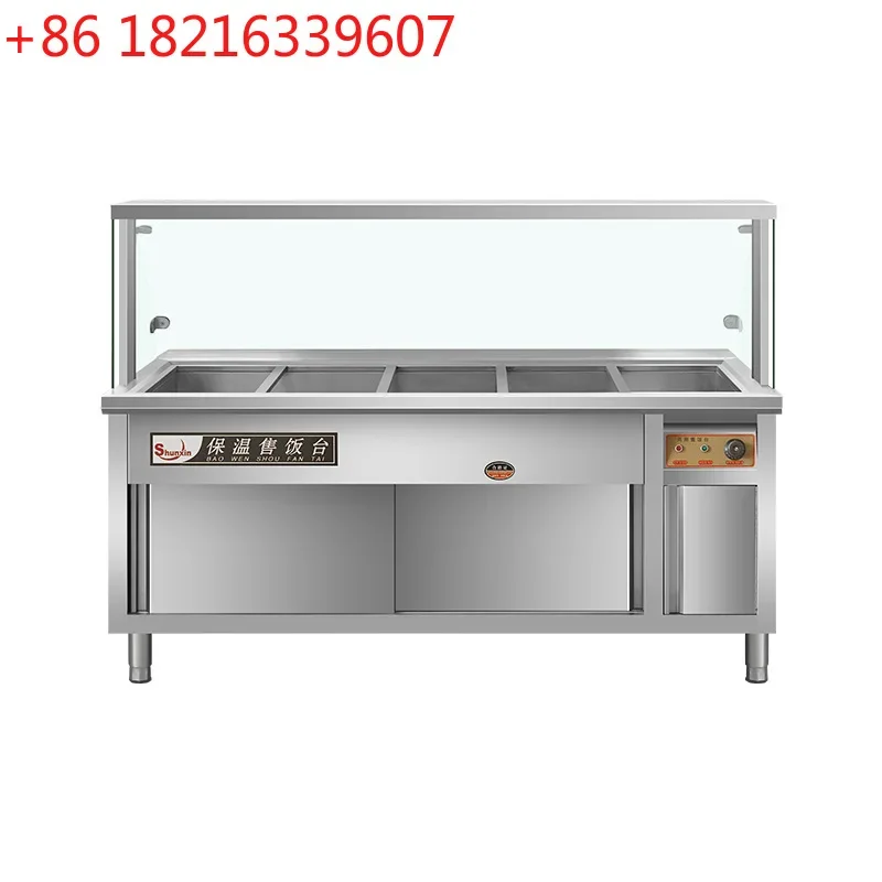 Commercial fully sealed glass cover heating and selling table for cooking, soup pool constant temperature
