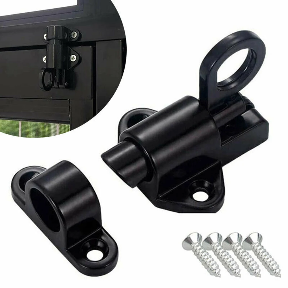 1 Set Self-closing Latch Bolt Spring Loaded 58 X 44 Mm Aluminum Alloy Black/White/Silver High Quality Pull Ring Bounce