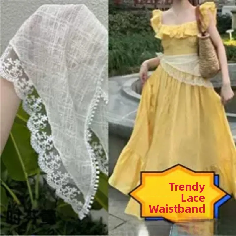 

Rustic Lace Silk Scarf Waist Belt for Women Matching with Dresses Spring Autumn Knitted Fabric Polka Dot Pattern 40cm