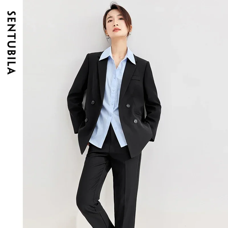 

SENTUBILA Office Lady Formal Pant Suits Women 2025 Spring Summer New Notched Collar Blazer Ankle-length Pencil Pants 143Z58075X