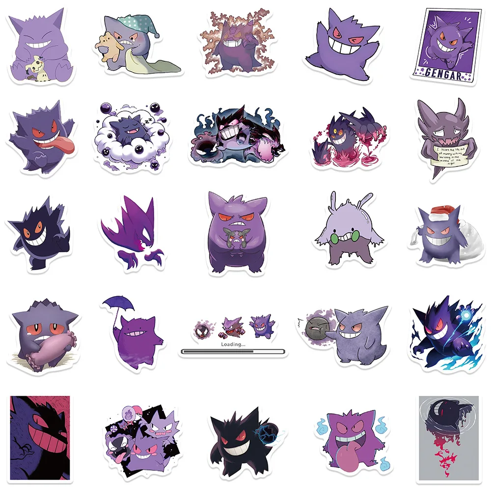 10/30/50PCS Pokemon Cute Gengar Anime Stickers Decal For Kid DIY Laptop Scrapbook Fridge Graffiti Funny Cartoon Sticker Toy Gift