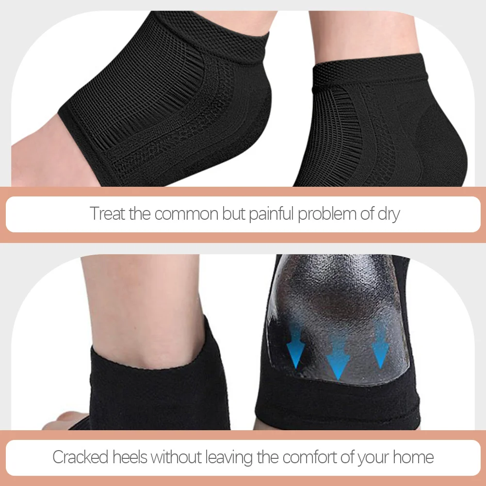 

2Pairs Heel Socks Cracking Preventing Gel Moisturizing Foot Care Softening Dry Cracked Heels Pain Relief Support Socks